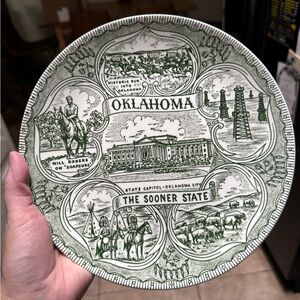 Vintage Green Oklahoma Souvenir Plate